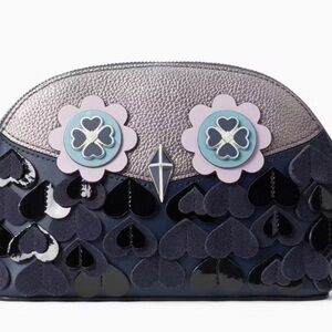 NWT Kate Spade Owl Zibbi Medium Dome Cosmetic Bag 3D Novelty Appliqué Pouch